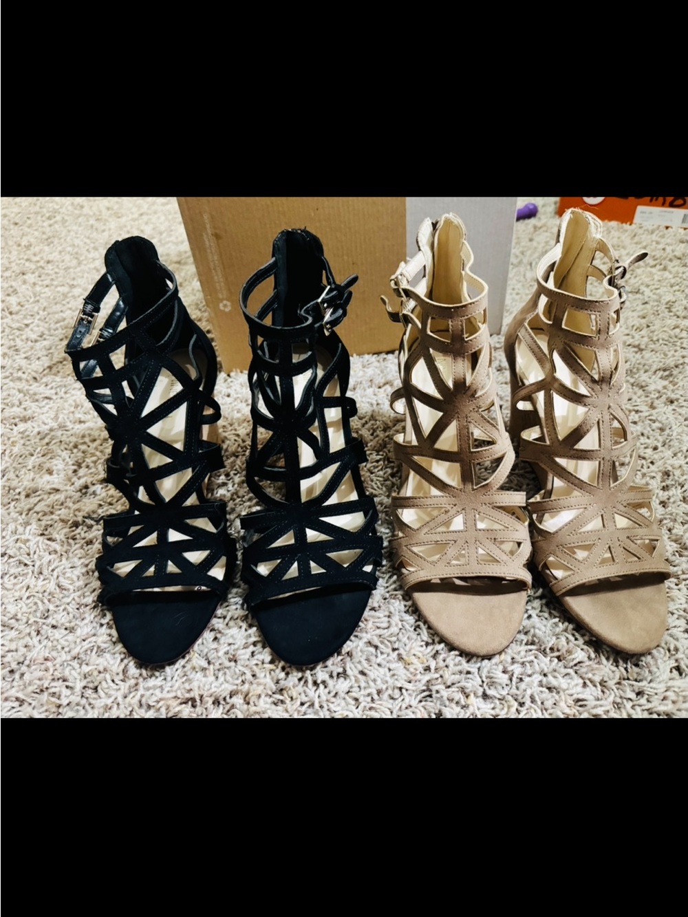 TWO Nine West Geometric Gladiator Strappy Heels Sandals